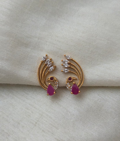 Charvi Blossom CZ Statement Ear Cuff - Ruby Red - image 7