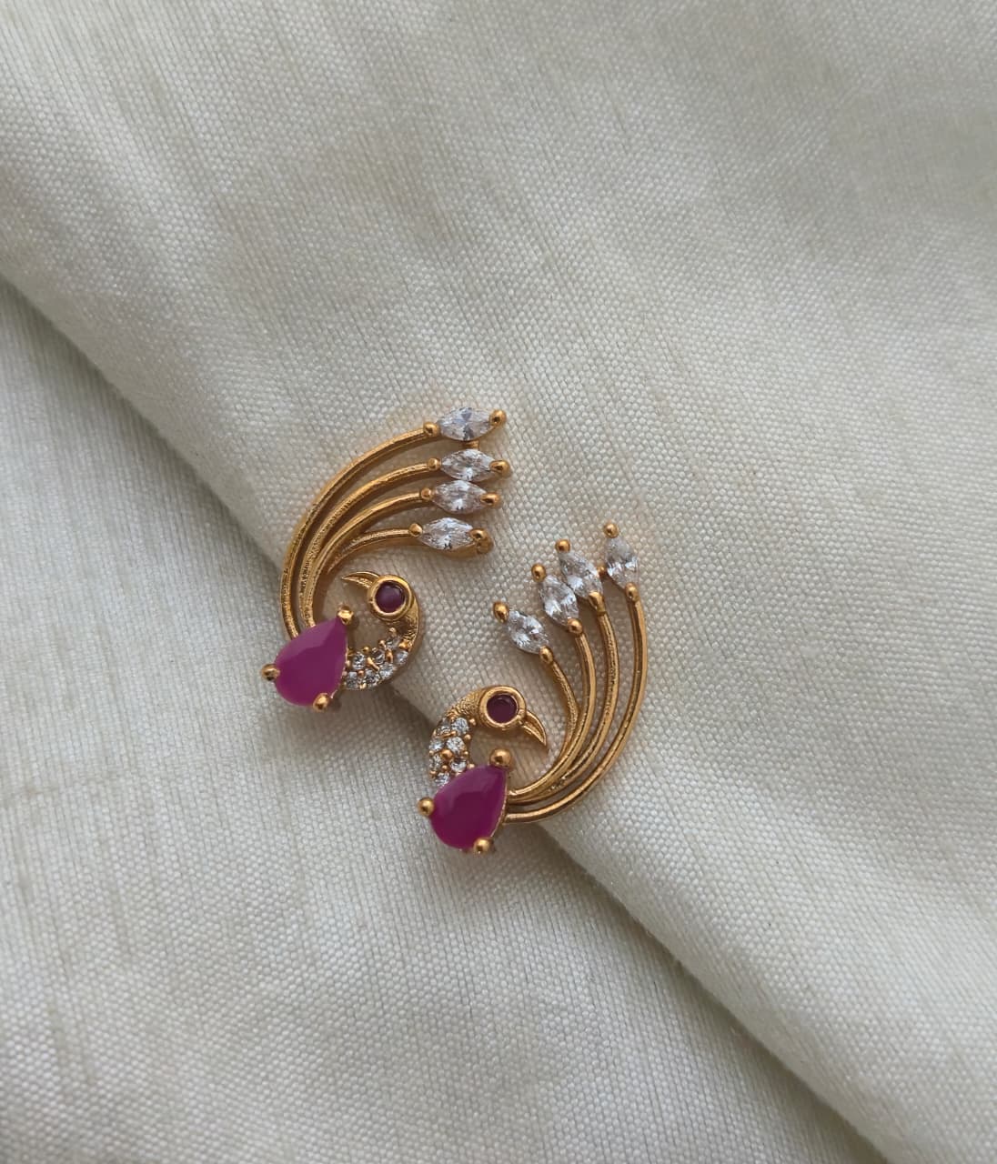 Charvi Blossom CZ Statement Ear Cuff - Ruby Red - image 3