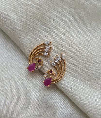 Charvi Blossom CZ Statement Ear Cuff - Ruby Red - image 3