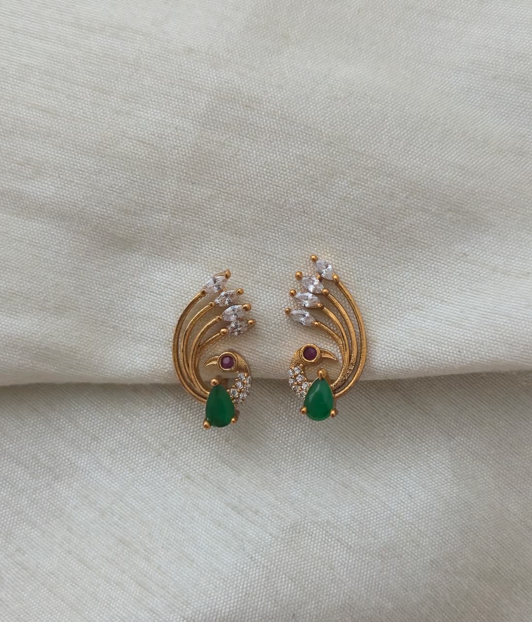 Emerald Nakshatra CZ Statement Ear Cuffs - Emerald Green - image 7