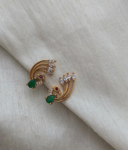 Emerald Nakshatra CZ Statement Ear Cuffs - Emerald Green - image 3