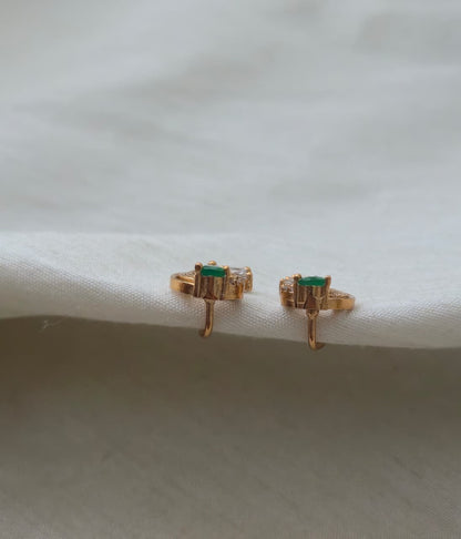 Emerald Nakshatra CZ Statement Ear Cuffs - Emerald Green - image 5