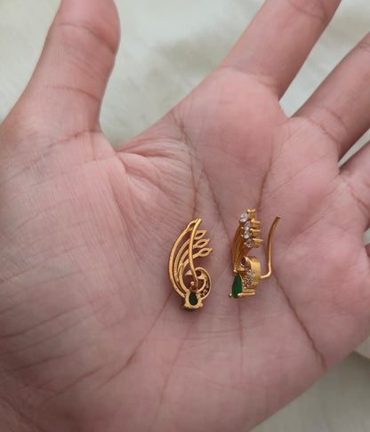 Emerald Nakshatra CZ Statement Ear Cuffs - Emerald Green - image 6