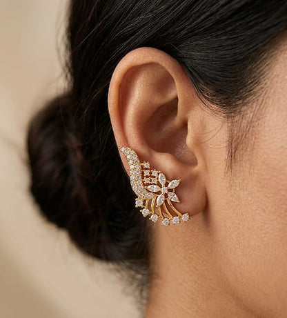 Nakshatra Cluster Floral Helix Cuff - Clear/White - image 1