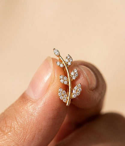 Nakshatra CZ Botanical Helix Cuff - Clear/White - image 2