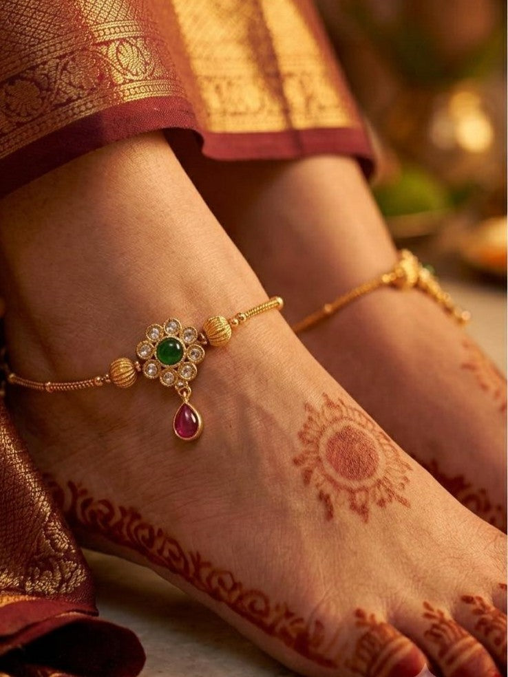 Mira Floral Medallion Payal - image 2