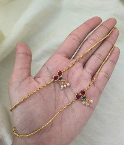 Kavya Classic Ruby-Emerald Anklets - image 6
