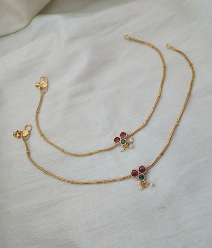 Kavya Classic Ruby-Emerald Anklets - image 3