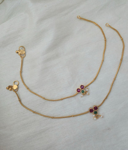 Kavya Classic Ruby-Emerald Anklets - image 4