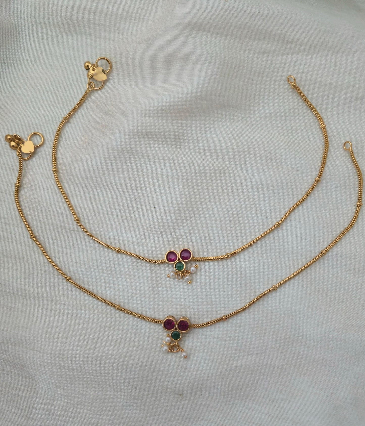Kavya Classic Ruby-Emerald Anklets - image 5