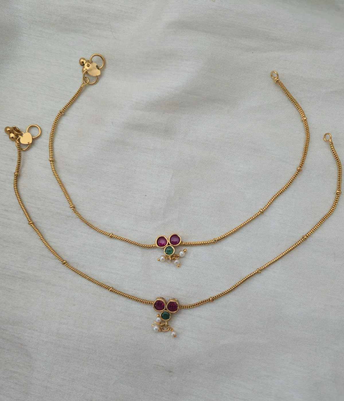 Kavya Classic Ruby-Emerald Anklets - image 5