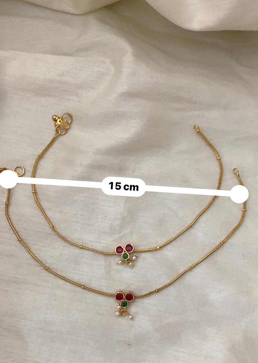 Kavya Classic Ruby-Emerald Anklets - image 8