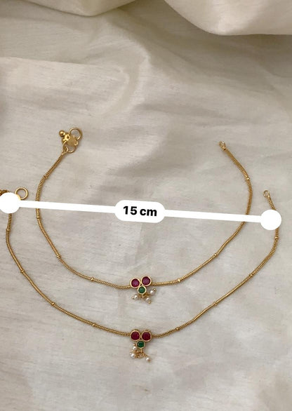 Kavya Classic Ruby-Emerald Anklets - image 8