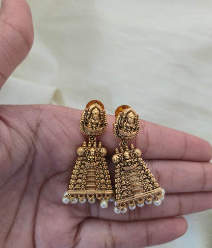 Temple Drop Earrings - matte gold - image 5
