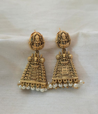 Temple Drop Earrings - matte gold - image 2