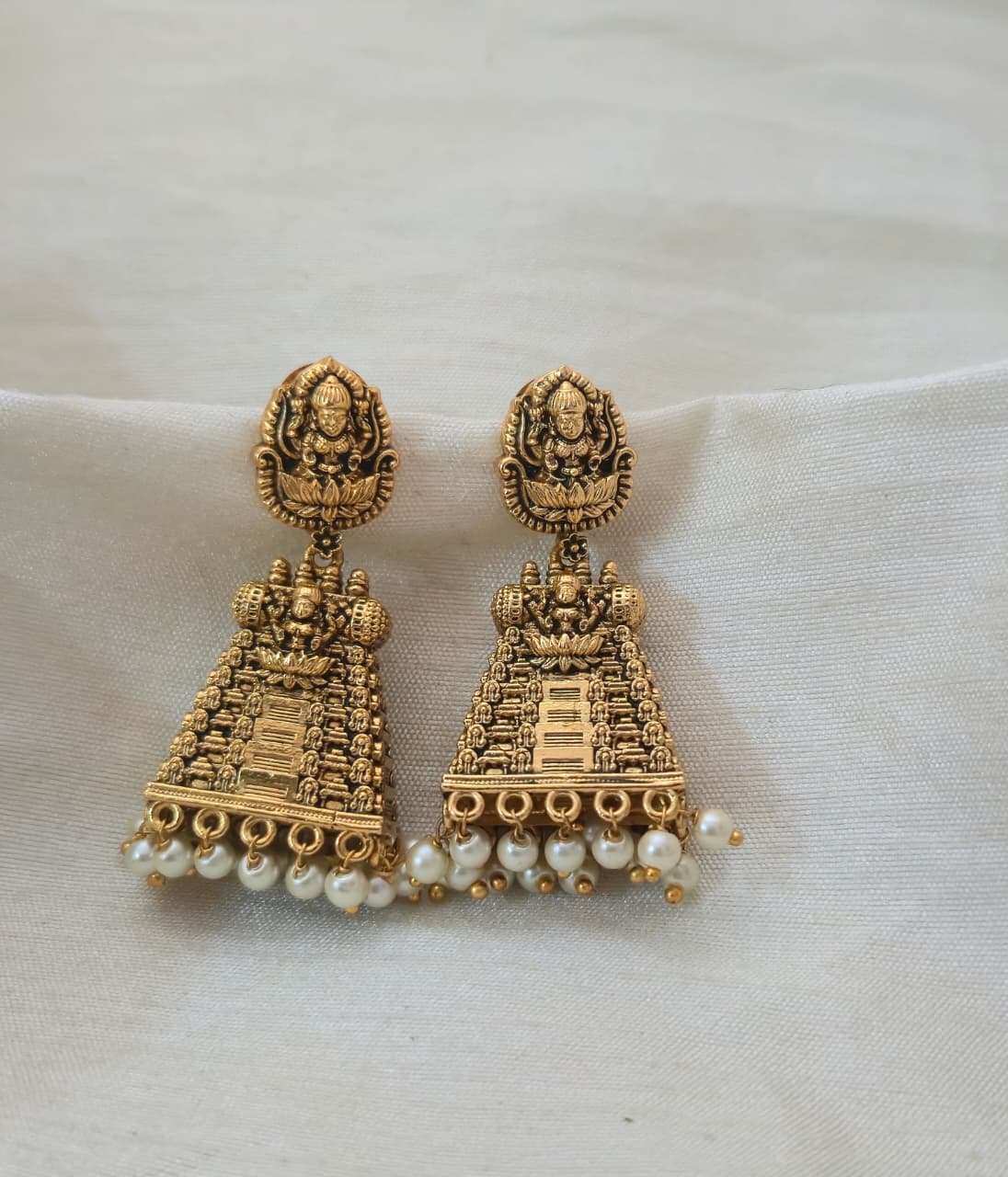 Temple Drop Earrings - matte gold - image 4