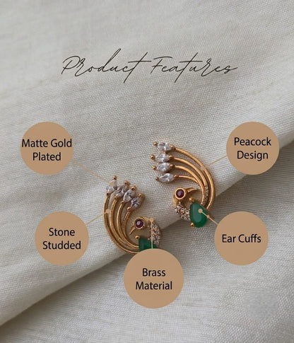 Emerald Nakshatra CZ Statement Ear Cuffs - Emerald Green - image 8