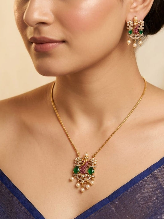 Peacock Motif Pendant Set - Image 1
