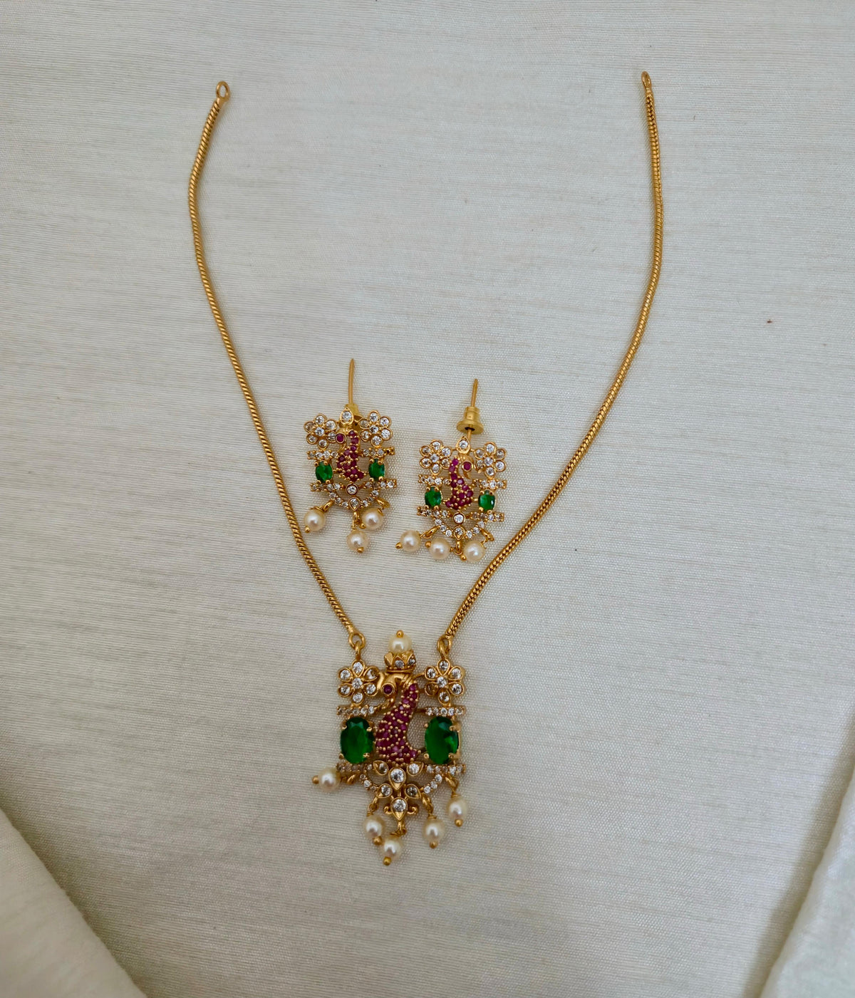 Peacock Motif Pendant Set - Image 4