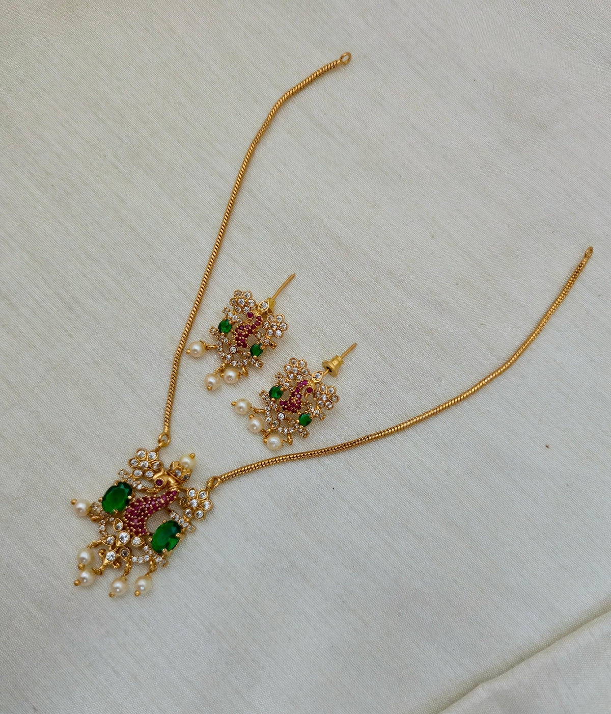 Peacock Motif Pendant Set - Image 2