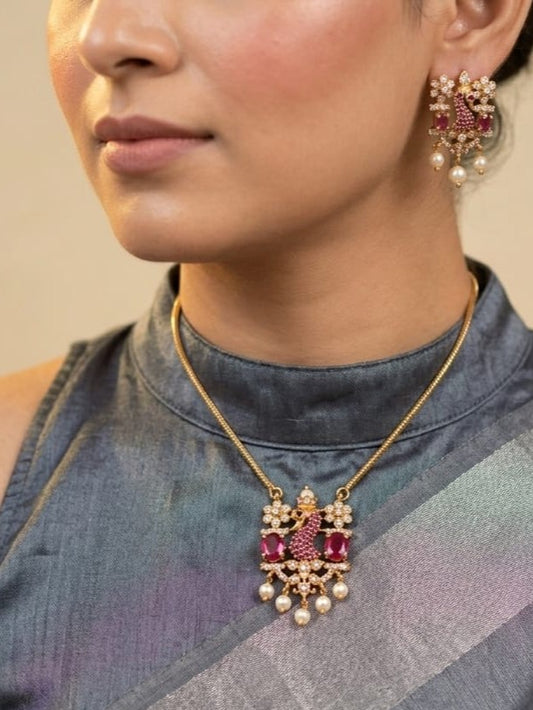 Peacock Motif Pendant Set - Image 1