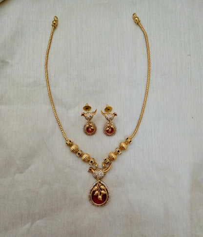 Leafy Peacock Pendant Set - Image 2