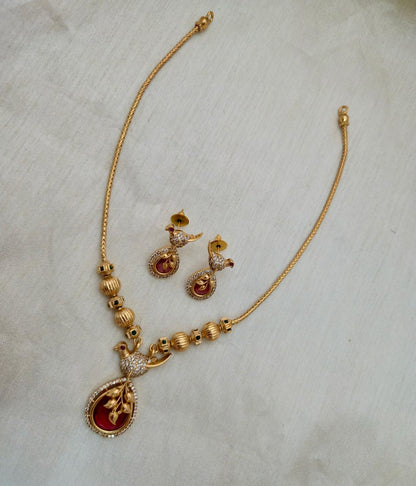 Leafy Peacock Pendant Set - Image 3