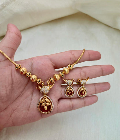 Leafy Peacock Pendant Set - Image 5