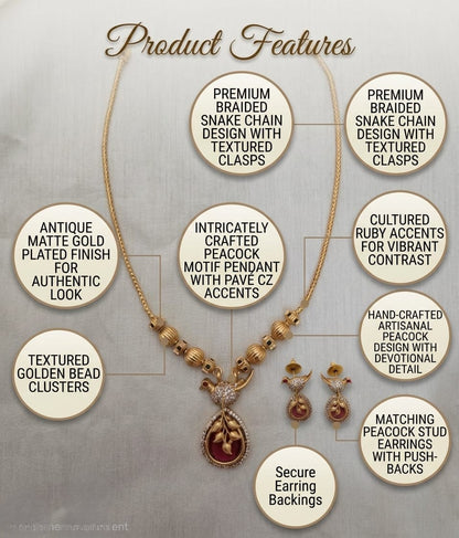 Leafy Peacock Pendant Set - Image 6