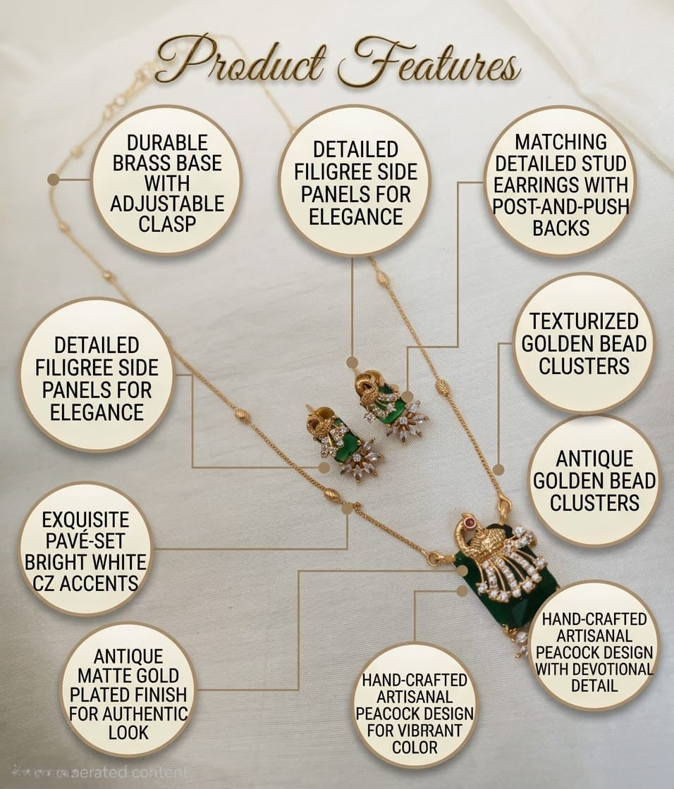 Rectangle Peacock Pendant Set - Image 6