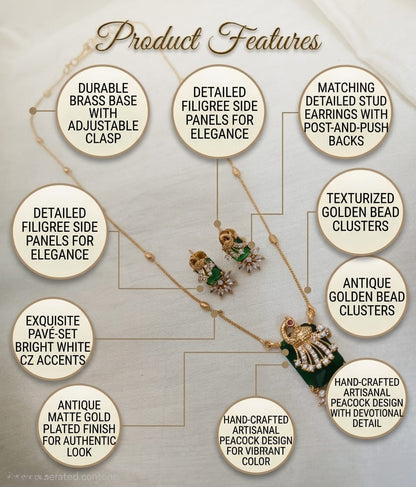 Rectangle Peacock Pendant Set - Image 6