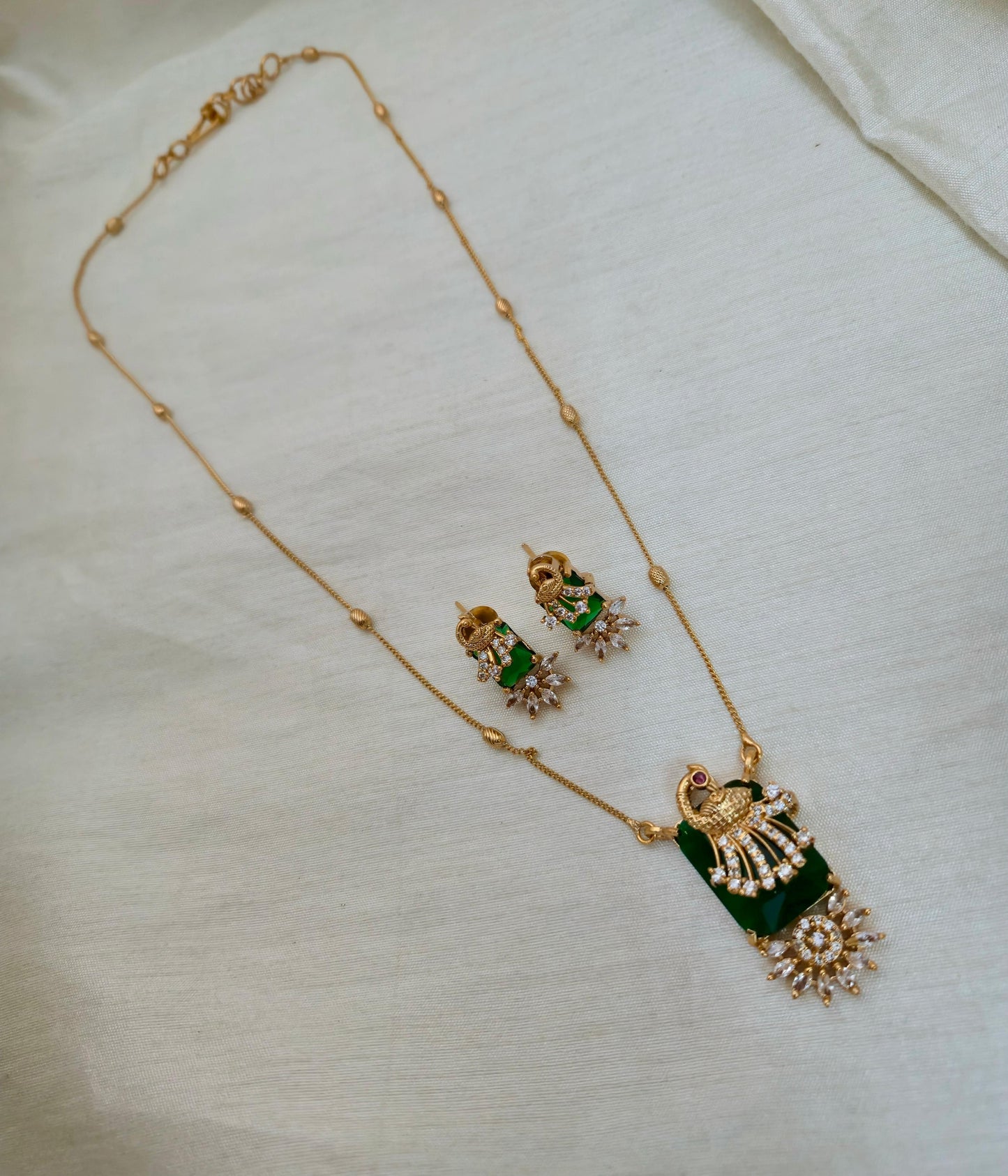Rectangle Peacock Pendant Set - Image 2