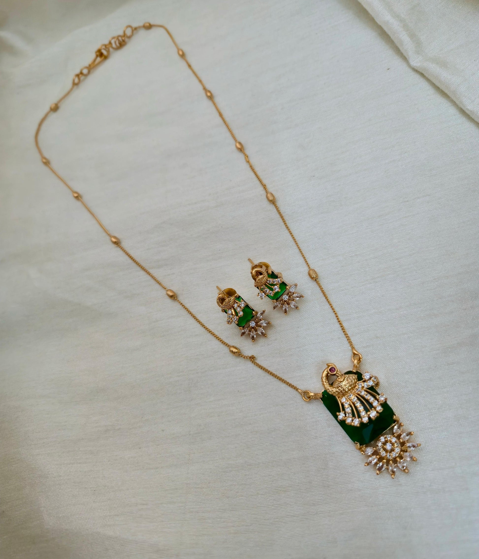 Rectangle Peacock Pendant Set - Image 2