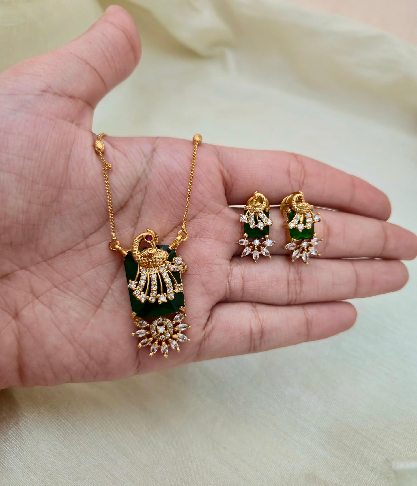 Rectangle Peacock Pendant Set - Image 5