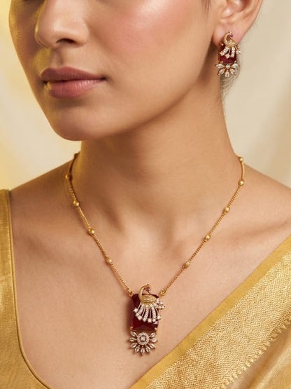 Rectangular Peacock Pendant Set - Image 1