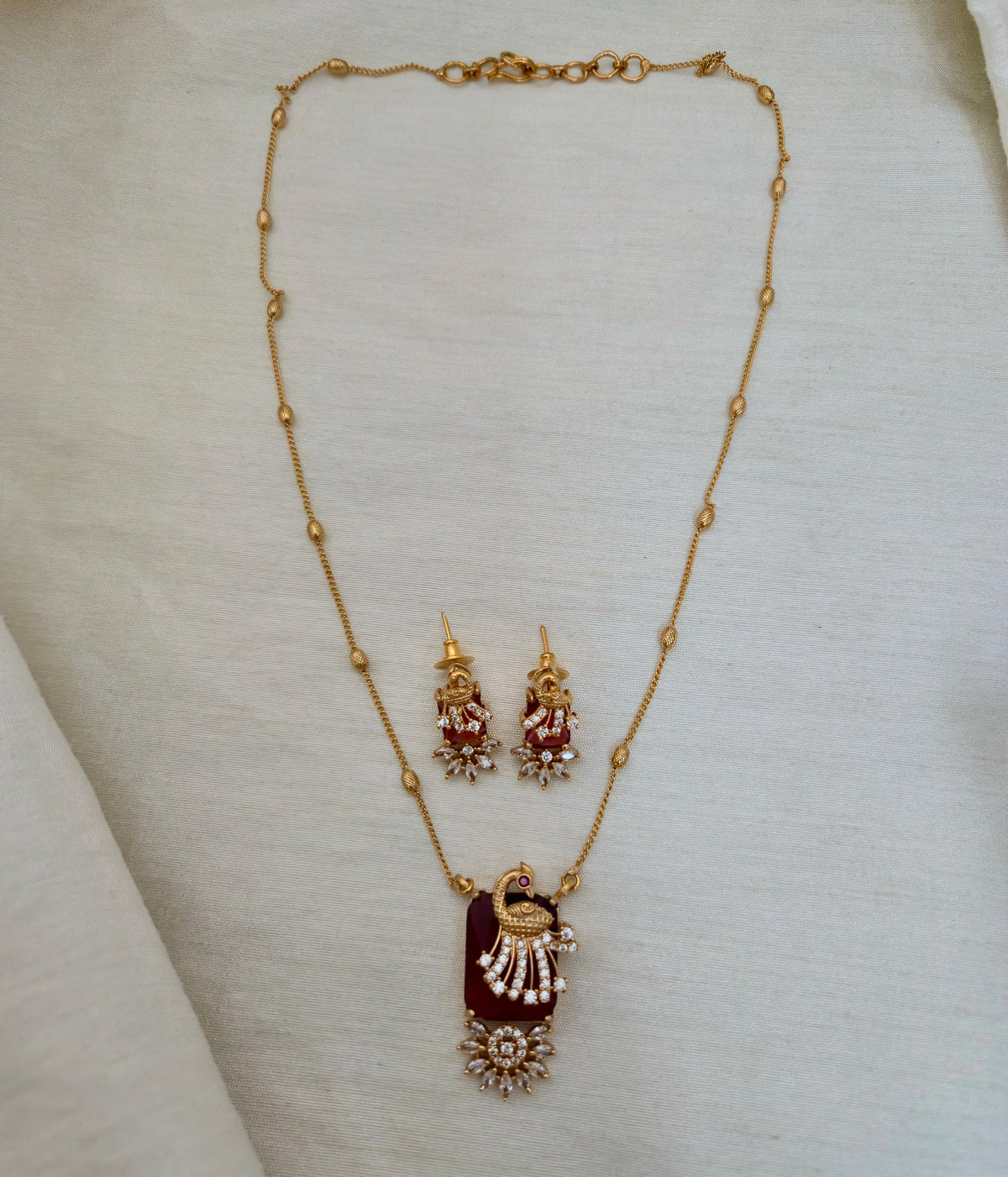 Rectangular Peacock Pendant Set - Image 3