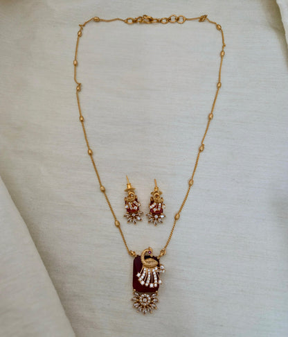 Rectangular Peacock Pendant Set - Image 3