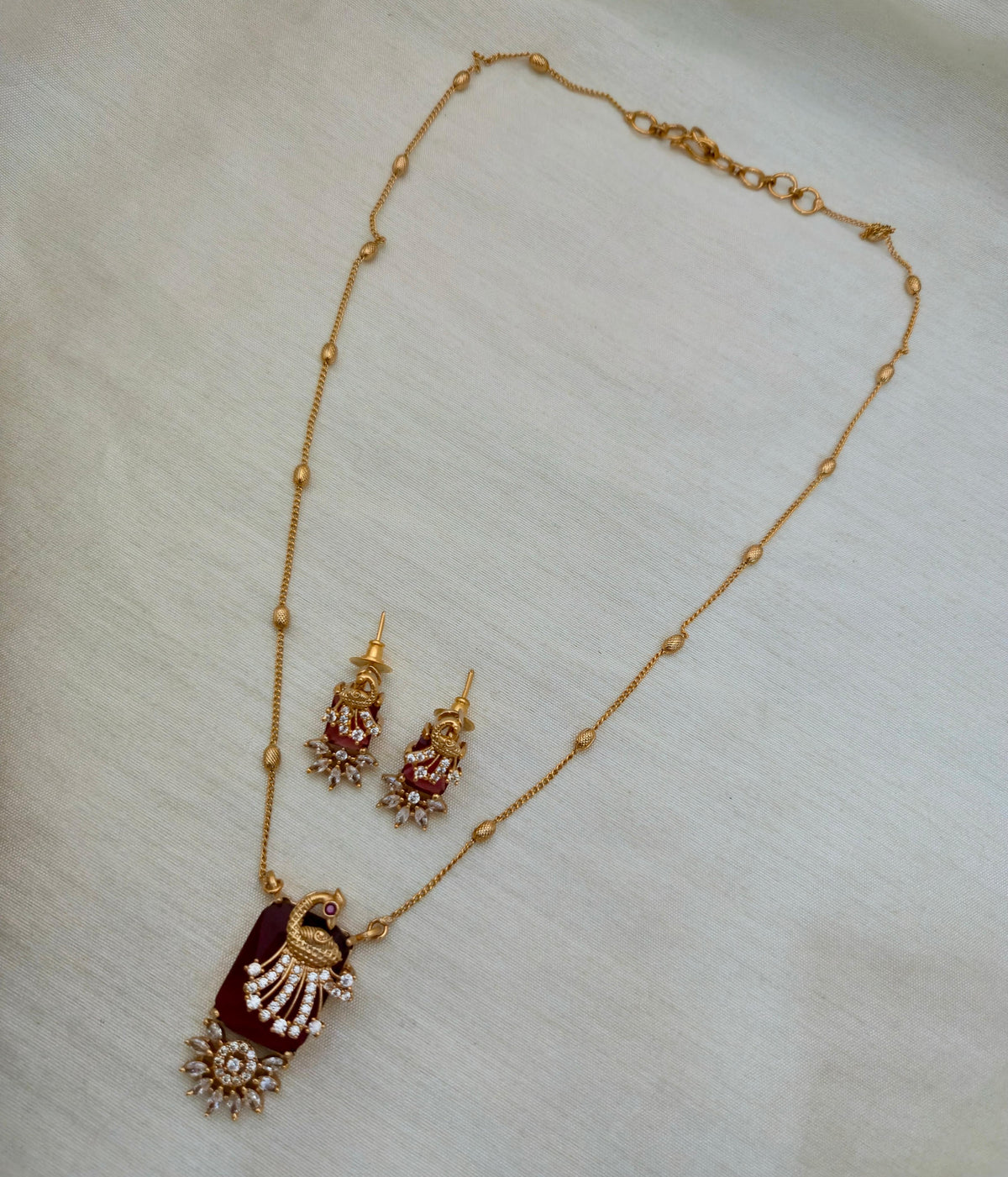 Rectangular Peacock Pendant Set - Image 4