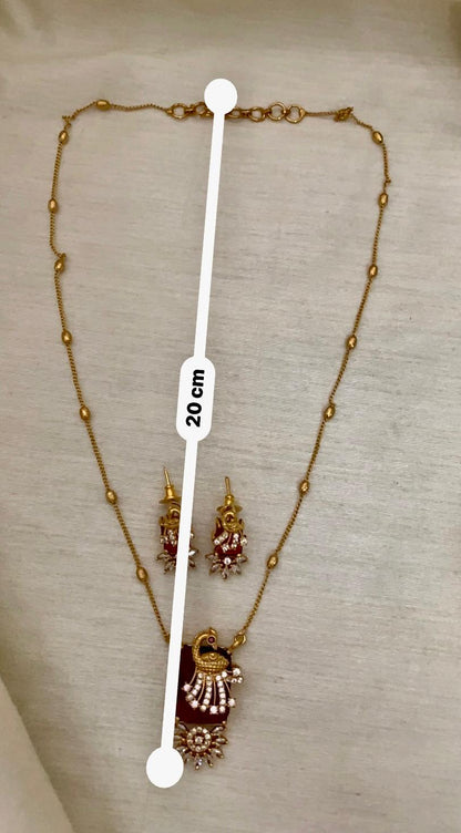 Rectangular Peacock Pendant Set - Image 7