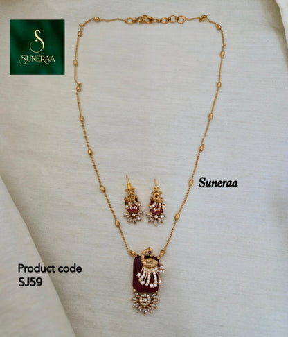 Rectangular Peacock Pendant Set - Image 8