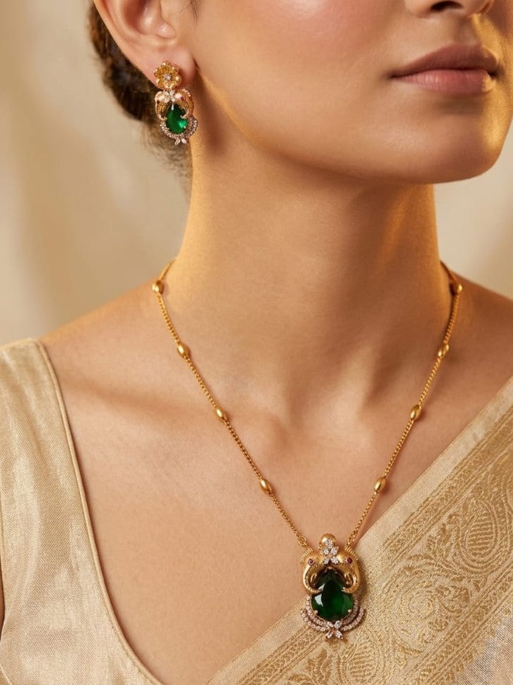 Floral Pear-Drop Pendant Set - Image 1