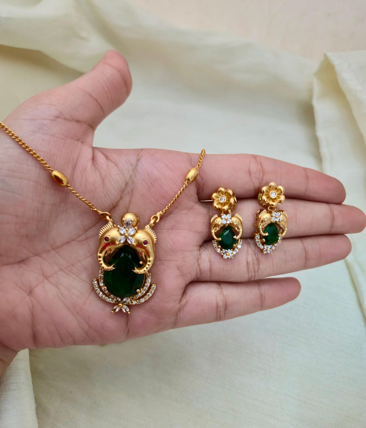 Floral Pear-Drop Pendant Set - Image 5