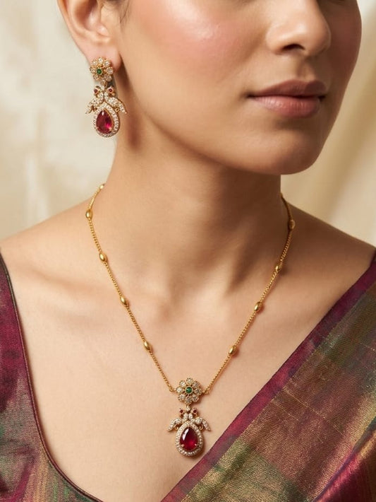 Pear Drop Peacock Pendant Set - Image 1