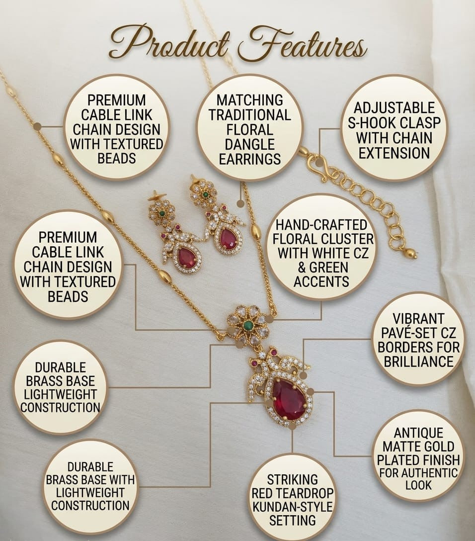 Pear Drop Peacock Pendant Set - Image 6