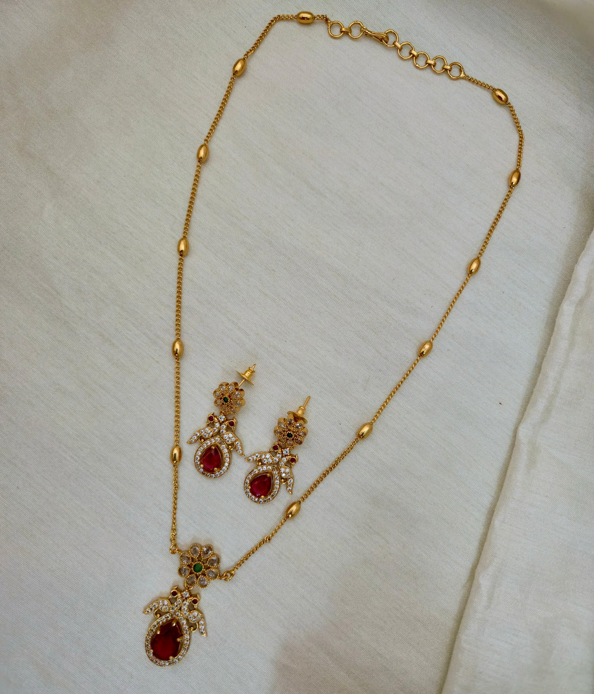 Pear Drop Peacock Pendant Set - Image 4
