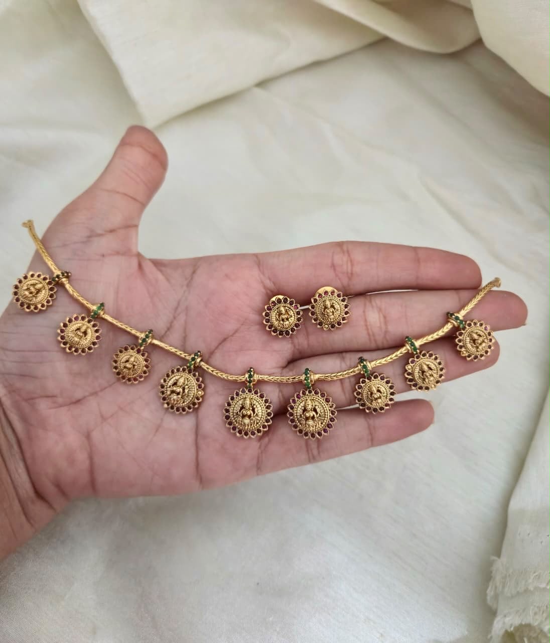 VAIDEHI LAKSHMI COIN NECKLACE SET - image 5