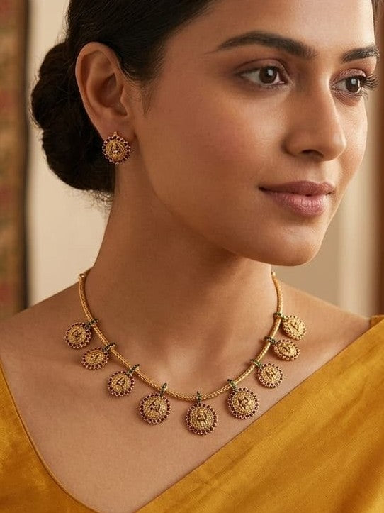 VAIDEHI LAKSHMI COIN NECKLACE SET - image 1