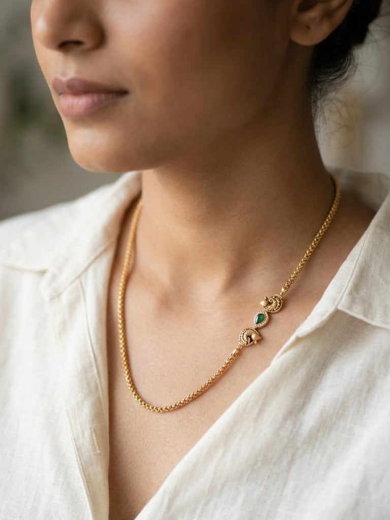 Anvika Emerald Peacock Chain - image 1